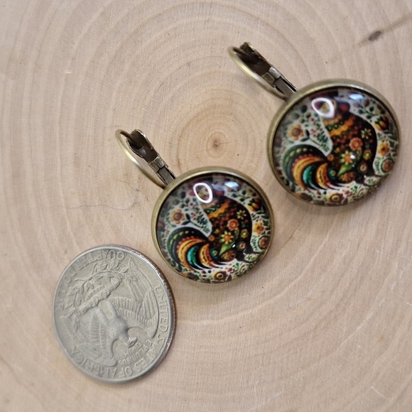 Colorful Rooster Earrings - Picture 5 of 6